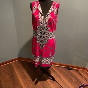 Jones New York hot pink Jersey stretch sheath size 12